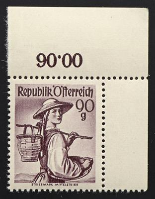 ** - Österr. Nr. 909 xb (ANK Nr. 903 y) (Trachten 90 g mit senkrechter Gummiriffelung), - Stamps