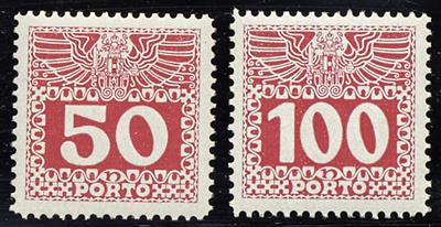 ** - Österr. Porto Nr. 34/44 x (Kreidepap.) in Linienzhg. 12 1/2 sogen. Vorzugsstücke kpl., - Stamps