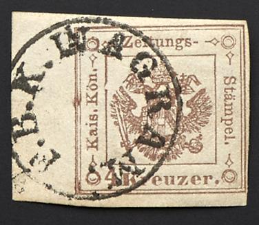 *Ú/Briefstück - Österreich Zeitungsstempelmarken Nr. 4 (4 Kreuzer braun, - Stamps