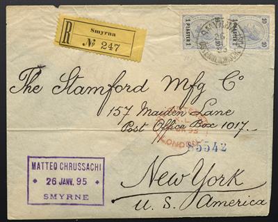 Poststück - Österr. Post in der Levante Nr. 34 (2) auf rekommandiertem Kuvert von Smyrna über London nach Leeds aus 1901, - Briefmarken