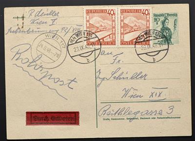 Poststück - Österr. Rohrpostbelege bzw. Express aus der Zeit der orange/violetten Landschaft, - Briefmarken