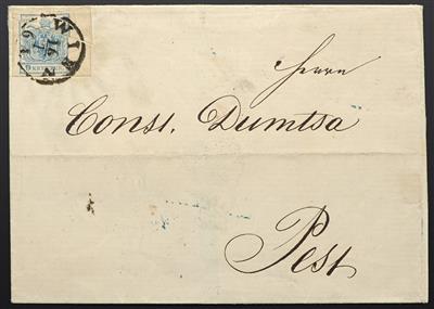 Poststück - Österreich Ausgabe 1850 Frankaturen Nr. 5 M aus ZWEI Markenteilen zusammengesetzt, - Briefmarken