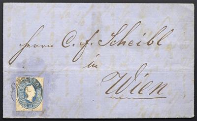 Poststück - Österreich Ausgabe 1860/1861 Ganzsachenausschnitt 15 Kreuzer blau, - Známky