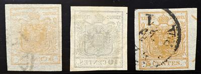 Ú/Briefstück - Lombardei-Venetien Spezialstücke: Partie Nr. 1/5 H oder M, - Známky