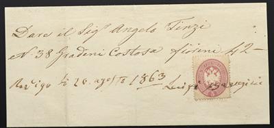 Ú - Lombardei-Venetien Nr. 16 als Stempelmarke auf Dokumententeil aus Rovigo 20. Aug.1863, - Francobolli