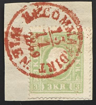 Ú - Österr. Nr. 12 a auf Briefstück mit kpl. Rotstempel - Briefmarken