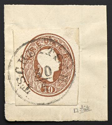 Ú - Österreich Ausgabe 1860/1861 Ganzsachenausschnitt 10 Kreuzer braun, - Stamps