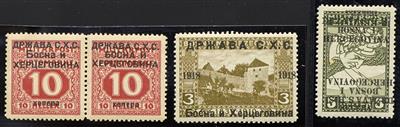 **/*/Briefstück - Partie Abarten Jugoslawien 1918 (alle mit Attesten Velickovic oder Ercegovic) (6 Stück ** oder *), - Stamps