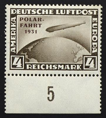 ** - D.Reich Nr. 458 (4 RM Polarfahrt) vom Bogenunterrand, - Briefmarken