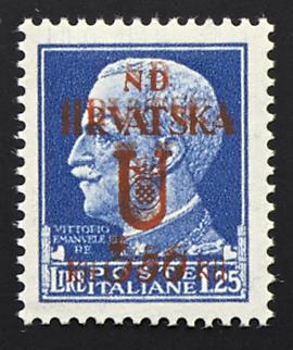 ** - Kroatien Italienische Besetzung Spalato/Split Sassone Nr. 14 a (3,50 Kn. auf 1,25 Lire blau) mit Doppelaufdruck, - Stamps