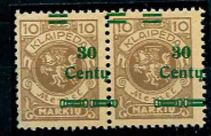 **/* - Memelgebiet Nr. 222Ie im waagr. Paar mit horizontal verschobenem Aufdruck, - Stamps