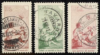 gestempelt - Schweiz 1912 - Pro Juventute - Vorläufer Nr. I/III gepr. m. Attesten Marchland u. Liniger, - Briefmarken