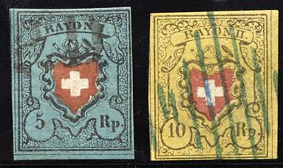 gestempelt - Schweiz Nr. 7 II und 8 II, - Briefmarken