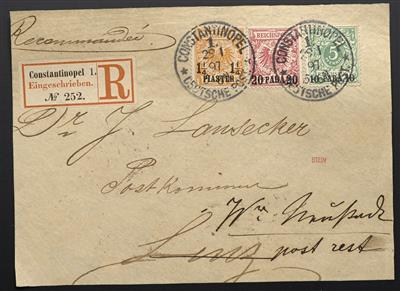 Poststück - D. Post in der Türkei Nr. 7 ca IV (sehr seltene Farbe mit Plattenfehler IV - Stamps