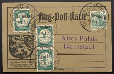 Poststück - D.Reich Flug Nr. III Dreifachfrankatur (rar) auf passender Karte, - Francobolli