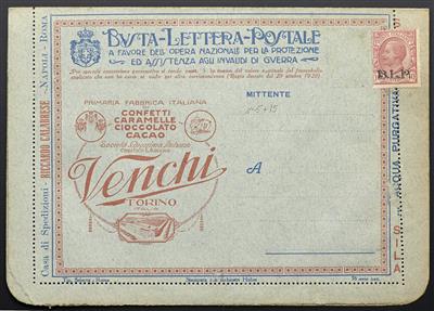 Poststück - Schöne Partie Italien Werbe-Kartenbriefe um 1921 (Busta-Lettera-Postale) frankiert mit B. L. P. Marken, - Stamps