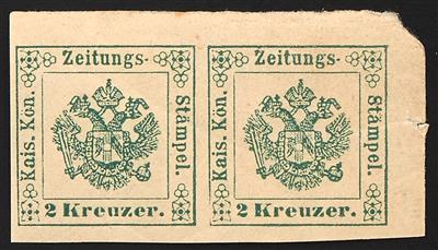 ** - ND 1873 der Österreich Zeitungsstempelmarke Nr. 1 im waagrechten Paar, - Známky