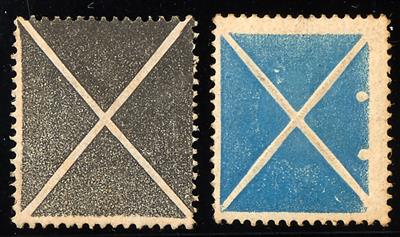 (*)/* - Österr. 1858 - gr. Andreaskreuze gelb/braun und blau als kl. Kreuz, - Stamps