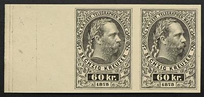 (*) - Österr. Telegrafenm. Nr. 10 P./17 P. Bogenproben in Schwarz auf Kartonpap., - Stamps