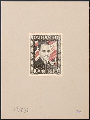 (*) - Österreich Nr. 588 P (10 S Dollfuß) Farbprobe in Schwarz/Rot, - Francobolli