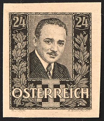 (*) - Österreich Nr. 589 P U I (24 Groschen Dollfuß) ungezähnter Probedruck in Schwarz auf Kartonpapier, - Briefmarken