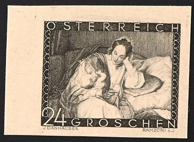 (*) - Österreich Nr. 597 P U I (Muttertag 1935) ungezähnt in Schwarz auf Kartonpapier, - Známky
