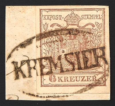 Briefstück - Österr. Abstempelungen Mähren: KREMSIER Ovalstempel auf Briefstück mit Nr. 4 H vollrandig, - Stamps