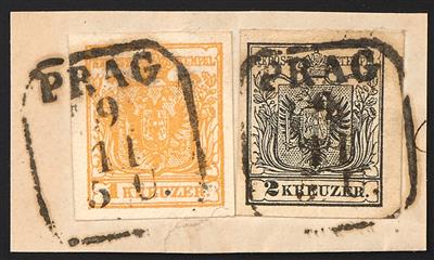 Briefstück - Österreich Nr. 1 H III gelborange + 2 H IIIa schwarz, - Francobolli