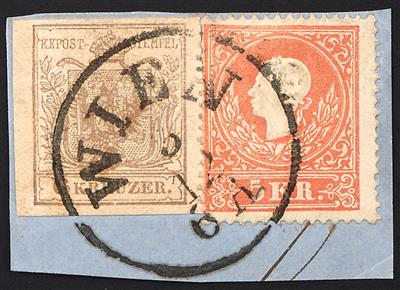 Briefstück - Österreich Nr. 4 M + 13 I als MISCHFRANKATUR - Francobolli
