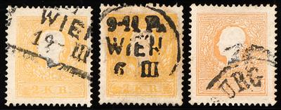 gestempelt - Österr. Nr. 10 II in 3 verschiedenen Farbnuancen, - Briefmarken