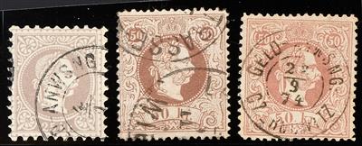 gestempelt - Österr. Nr. 40 II lilagrau, 41 I bräunlichrosa - Briefmarken