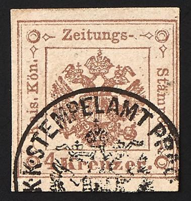 gestempelt - Österr. Zeitungsstempelmarke Nr. 4 a (4 Kreuzer braun), - Briefmarken