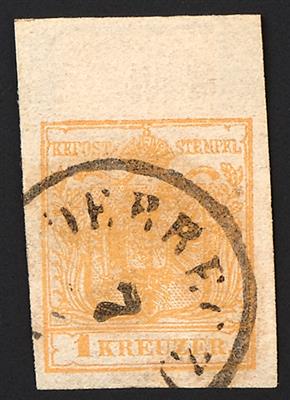 gestempelt - Österreich Nr. 1 H III, orange, oben mit 8,5 mm Rand - Stamps