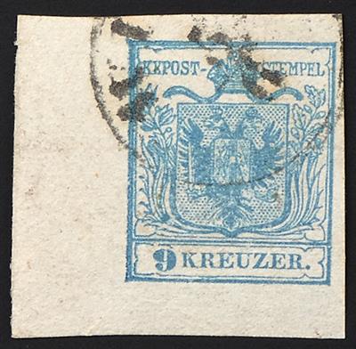 gestempelt - Österreich Nr. 5 H I (8) tlw.  angeschnitten, u.a. ein linkes unteres Eckrandstück - Francobolli