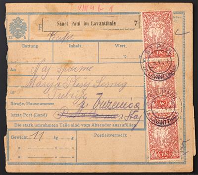 Poststück - Österr. Kärnten 1918 - Paketkarte - Briefmarken