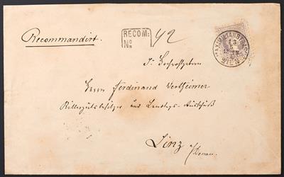 Poststück - Österr. Nr. 40 I auf Reko-Briefkuvert mit Stpl. MAXIMILIANSTRASSE / WIEN nach Linz, - Známky