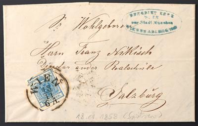 Poststück - Österr. Nr. 5 M (9 Kreuzer) vollrandig - Spätverwendung (18.11.1858) von Wien, - Stamps