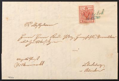 Poststück - Österreich Nr. 3 H Ia1, rot, auf komplettem Falt Poststück, mit Zweizeiler gestempelt "CILLI / 10. JUNI - Briefmarken