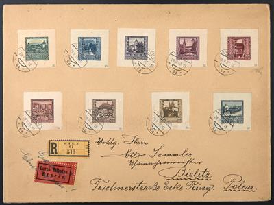 Poststück - Österreich Nr. 433/41 (Städte) ungezähnte Vorzugsdrucke auf Japanpapier - Stamps