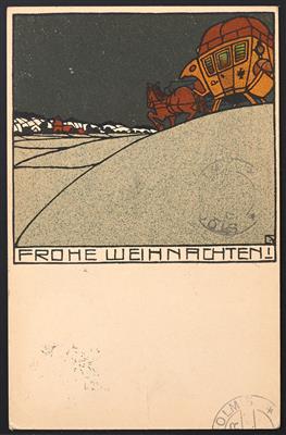 Poststück - Postkarte der Wiener Werkstätte - Briefmarken