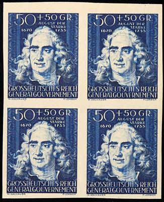 ** - Gen. Gouv. Nr. 123 U im ungezähnten VIERERBLOCK, - Stamps