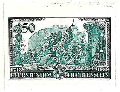 ** - Liechtenstein Nr. 180 P/82 P, je Einzeldruck im Kleinbogenformat, ungezähnt - Stamps