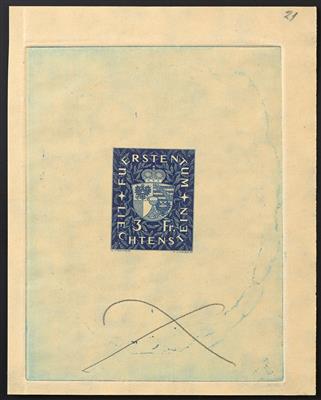 (*) - Liechtenstein Nr. 184 P U, Einzeldruck in Originalfarbe im Kleinbogenformat, ungezähnt - Známky