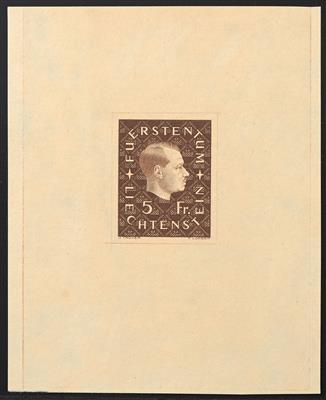 (*) - Liechtenstein Nr. 185 P, Einzeldruck in Braun, im Kleinbogenformat - Briefmarken