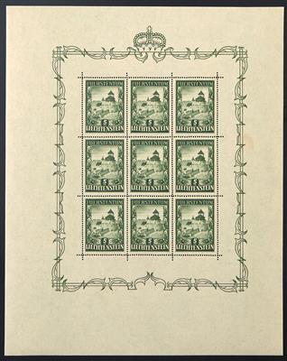 ** - Liechtenstein Nr. 309 (5 Fr. Burg Vaduz) im Kleinbogen zu 9 Marken, - Briefmarken