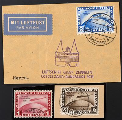 gestempelt/Briefstück/Poststück - D.Reich Zepp. Flugmarken kompl., - Briefmarken