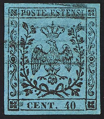 gestempelt - Modena Nr. 5 IIb, schwarz auf hellblau - Briefmarken