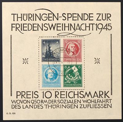 gestempelt - Thüringen Bl. Nr. 2 x(I) mit - Briefmarken