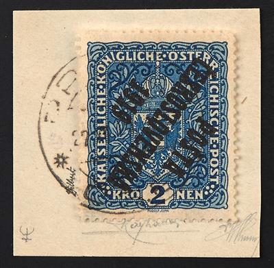 gestempelt - Tschechoslowakei Nr. 51 I (2 Kronen dunkelblau im Hochfomat) mit verkehrtem Aufdruck, - Známky