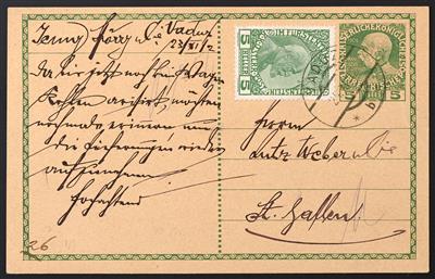 Poststück/Briefstück/gestempelt - Liechtenstein 1908/1919, - Stamps